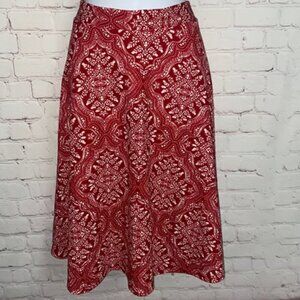 Sz.L*JODY*Red/White Abstract-Print Skirt--Exposed Back Zipper